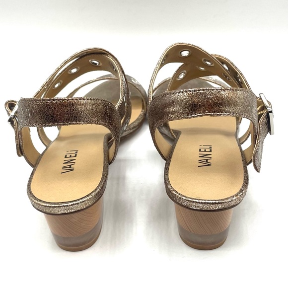 Vaneli Metallic Strappy Sandals. Size 8.5. Block Heel. - Picture 6 of 14